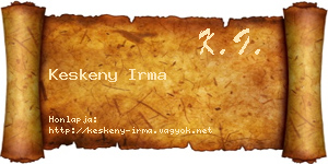 Keskeny Irma névjegykártya